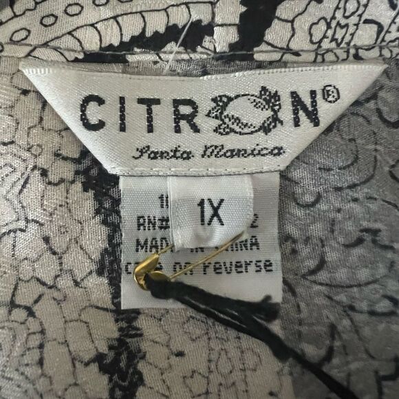 Citron Santa Monica silk open blouse size 1X paisley floral draped artsy artist - Picture 4 of 10